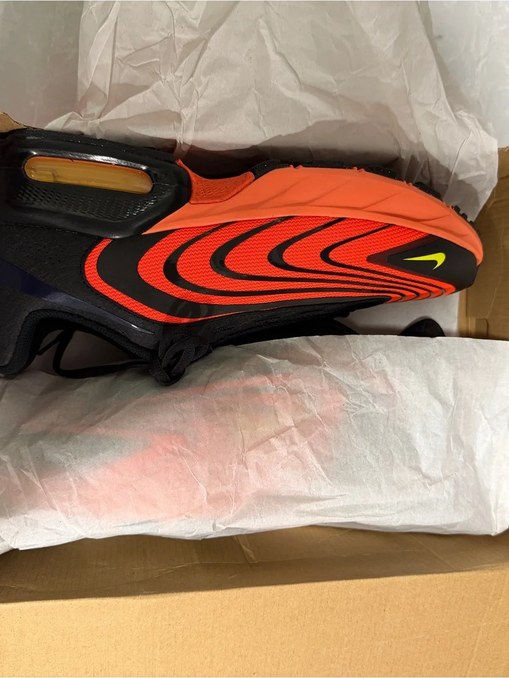 Nike Black and Neon Orange Swoosh Running Sneakers